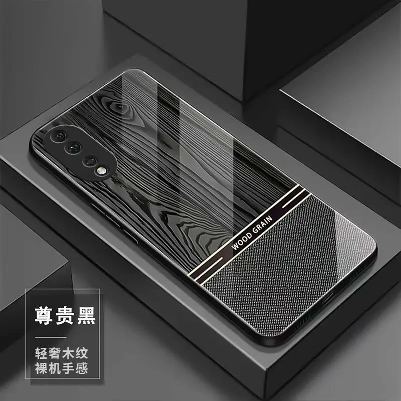 【荣耀80专属】轻奢木纹玻璃高颜值简约设计防摔耐脏手机壳
