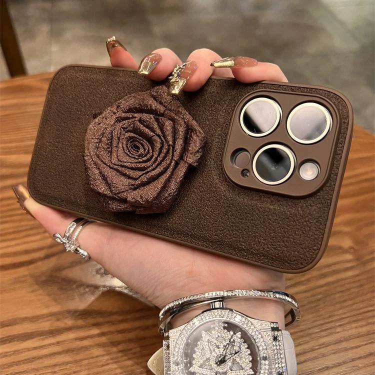 美拉德皮质玫瑰花iPhone15promax苹果15手机壳14pro新款13/12防摔