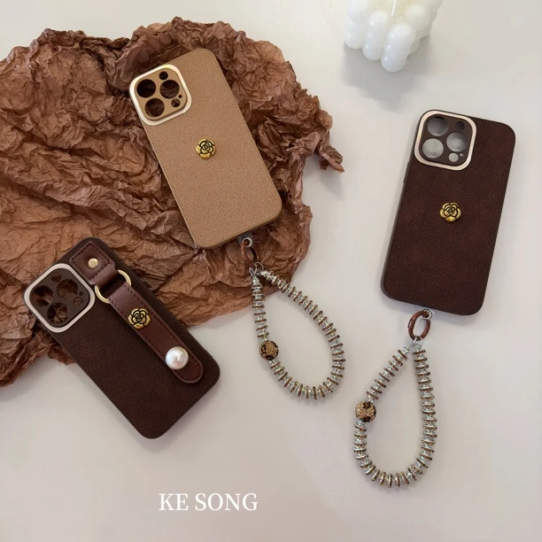 【苹果/华为】高级轻奢秋冬氛围感山茶花全包手机壳手提iPhone15/14