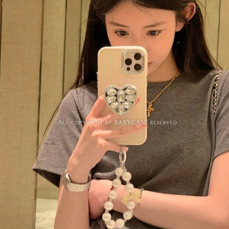 高级钻石支架手链苹果14Promax手机壳iPhone13液态相框12女11爱心