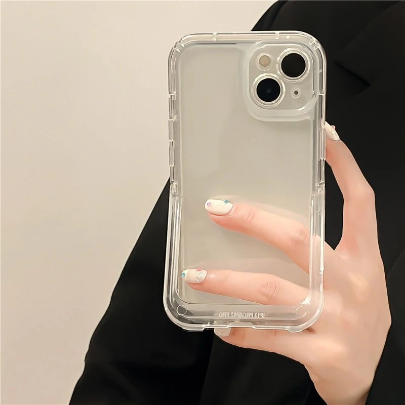 简约透明iPhone14pro苹果13手机壳支架11/12promax全包13pro女男