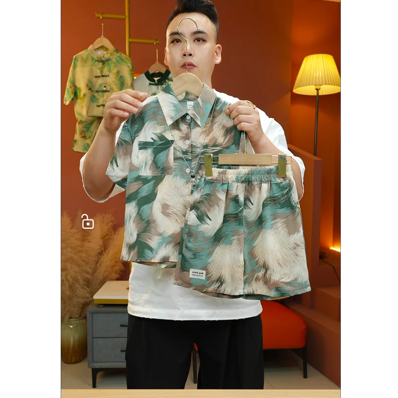 X666夏季新款波西米亚套装短袖休闲韩版中性款帅气