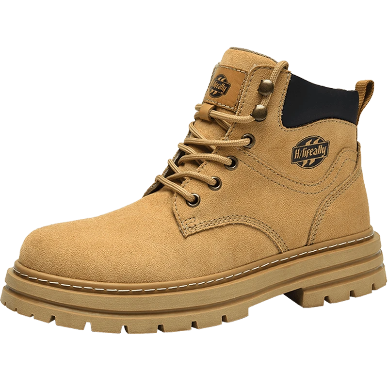 海澜之家大黄靴2025秋冬马丁靴时尚百搭休闲耐磨防滑户外工装鞋子