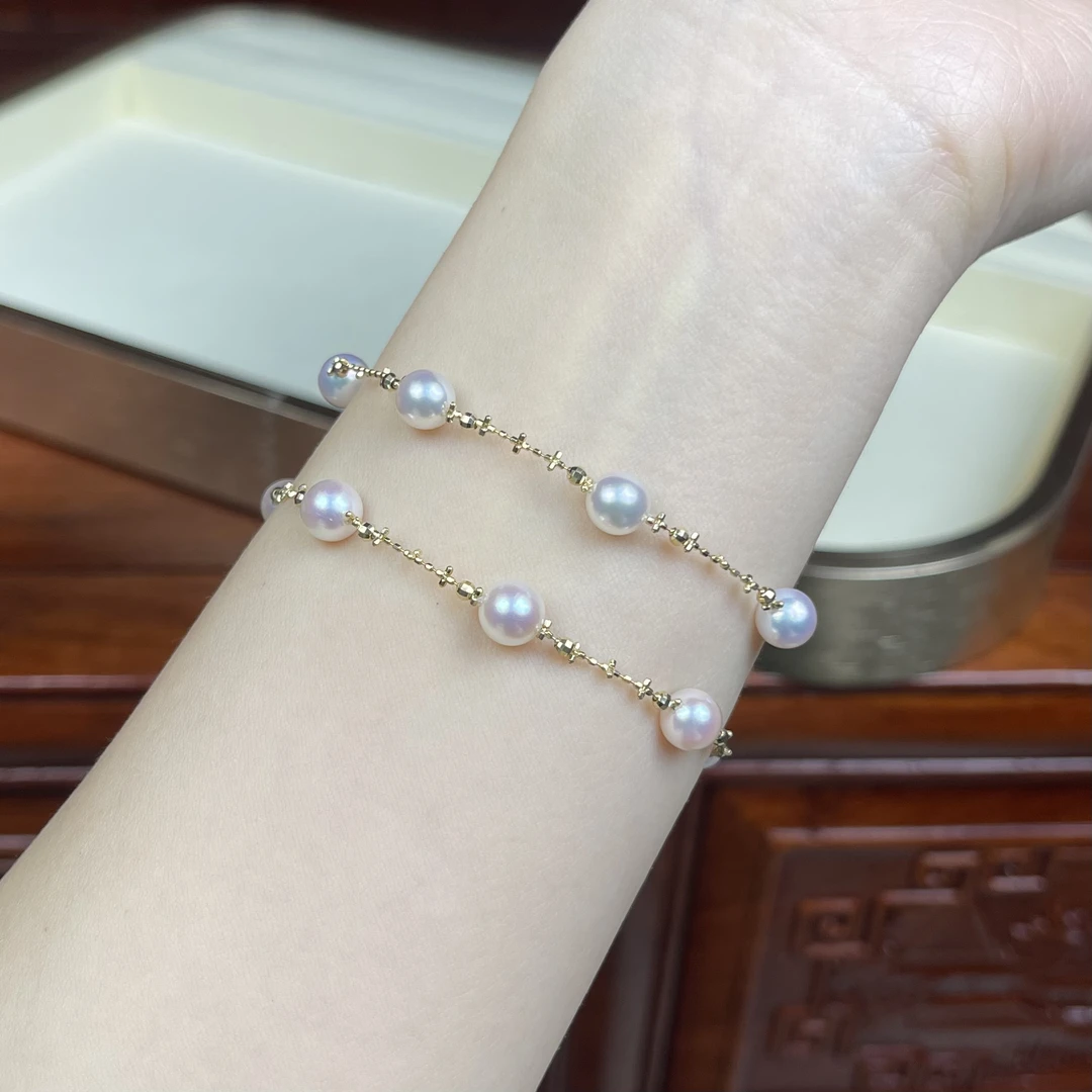 akoya极光海水手链18K真金仙女链满天星手链叠戴可调节不掉色女