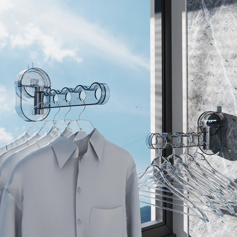 【佳立方】吸盘折叠挂架家用卫生间阳台防风晾晒衣架便携式旅行衣架