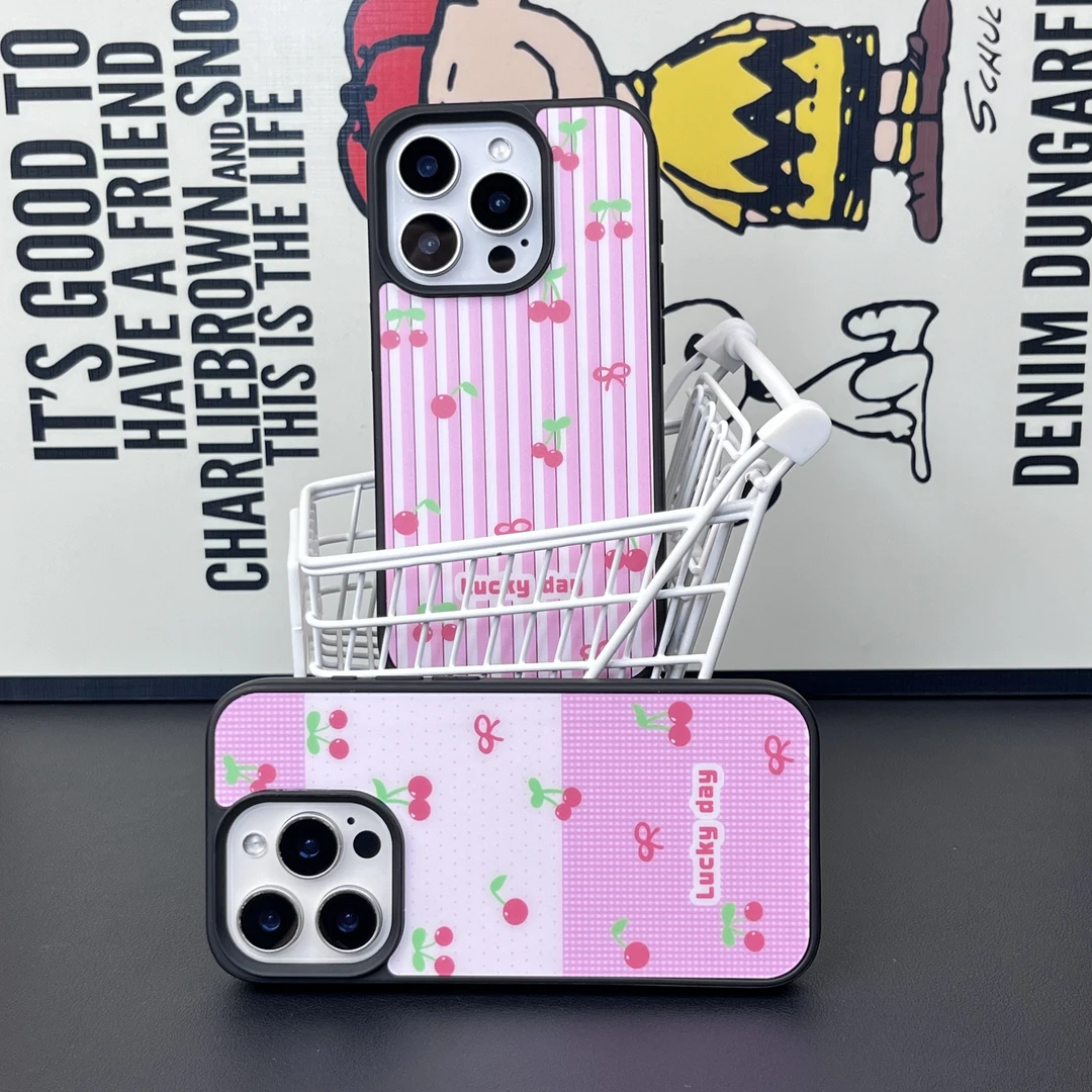 磨砂手机壳适用iPhone16Promax磁吸15苹果14p条纹樱桃13ins防摔12
