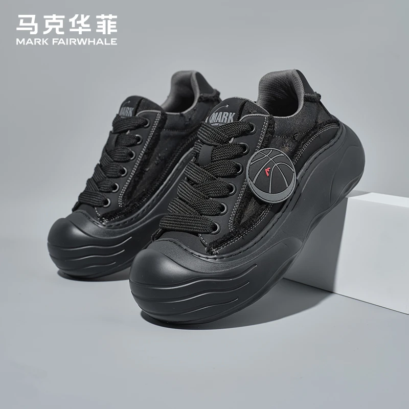 马克华菲男鞋秋季百搭休闲鞋男士2025新款厚底帆布鞋休闲板鞋男