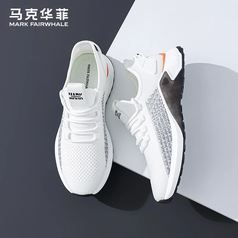 马克华菲男鞋秋季透气网面鞋2025新款男士休闲鞋男款小白鞋运动鞋