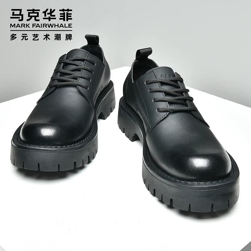 马克华菲2025正品高档品质爆款新款休闲工装男鞋英伦增高男士皮鞋
