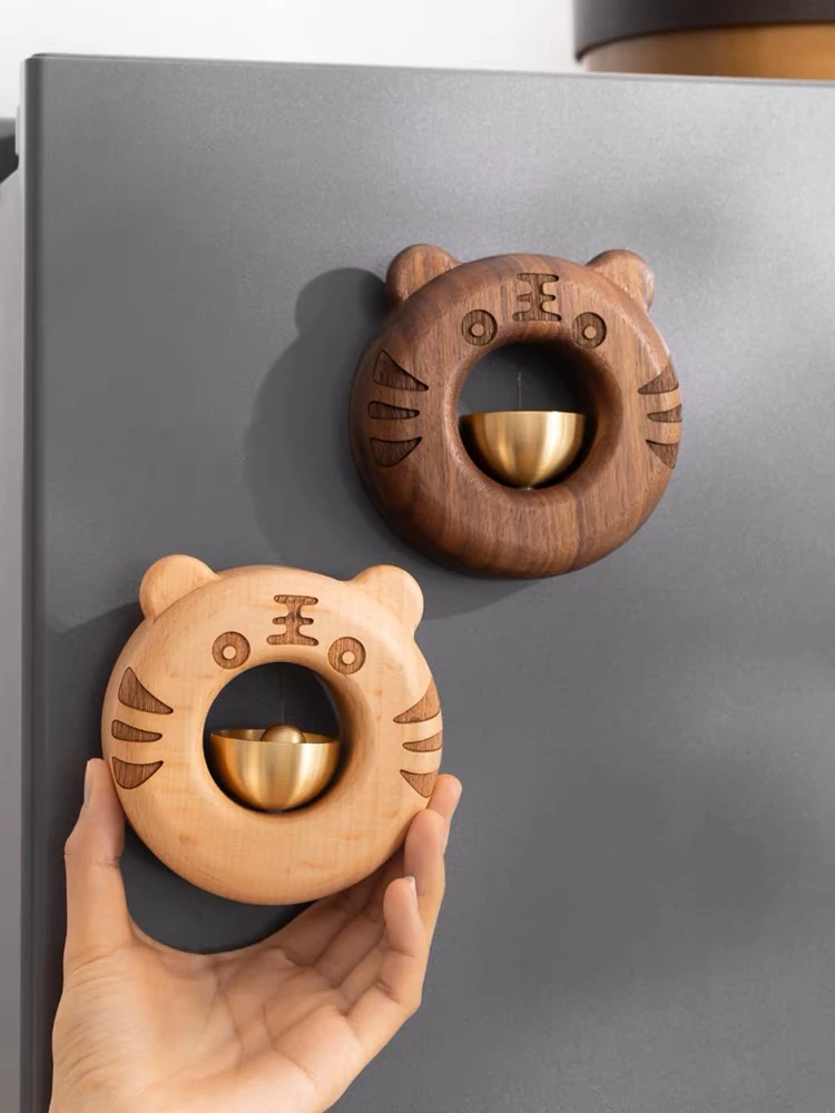 【小老虎门铃】木语木愿实木风铃开门提示铜铃铛门挂简约卡通装饰