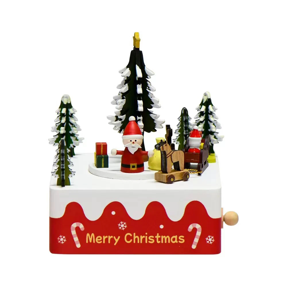 创意旋转雪天圣诞树新款实木八音盒闺蜜朋友儿童生日礼物圣诞礼物
