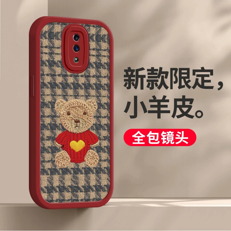 opporeno手机壳PCAM00爱心皮纹熊全包防摔硅胶创意新款男女款网红