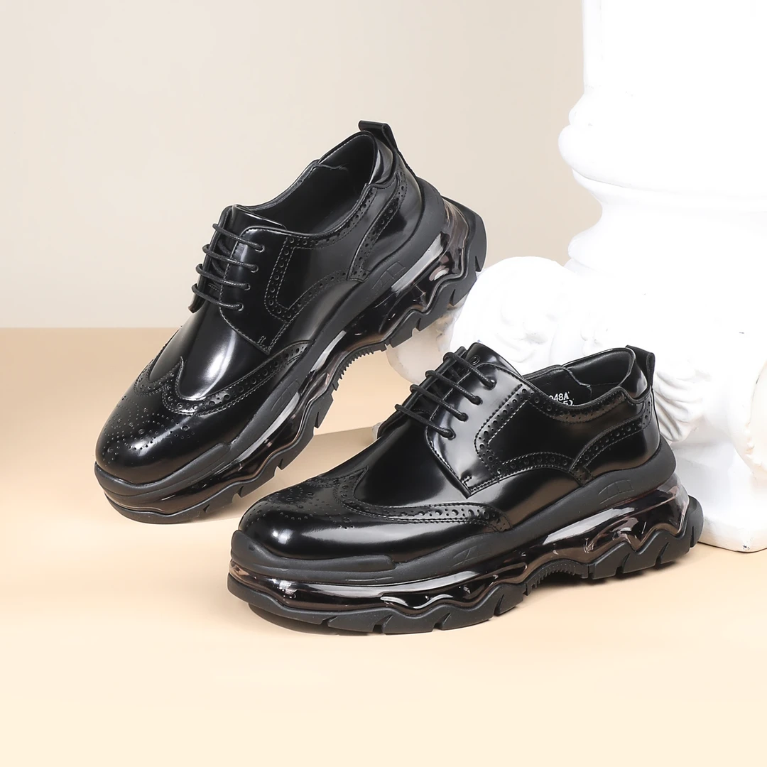 Roberta di Camerino男士厚底商务系带休闲皮鞋开边珠牛皮男鞋