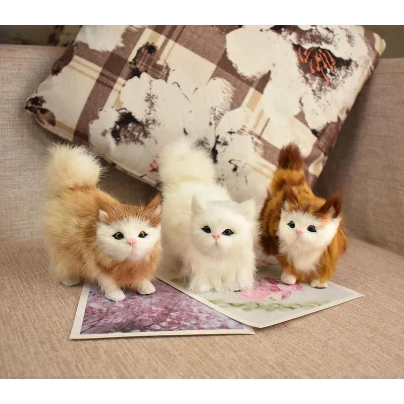 会叫仿真小猫咪玩具动物模型女孩玩具玩偶毛绒玩具家居摆件