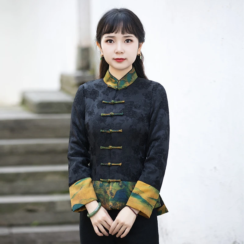 如意风加厚提花棉服秋冬唐装女民族风上衣复古气质中式女装22R817