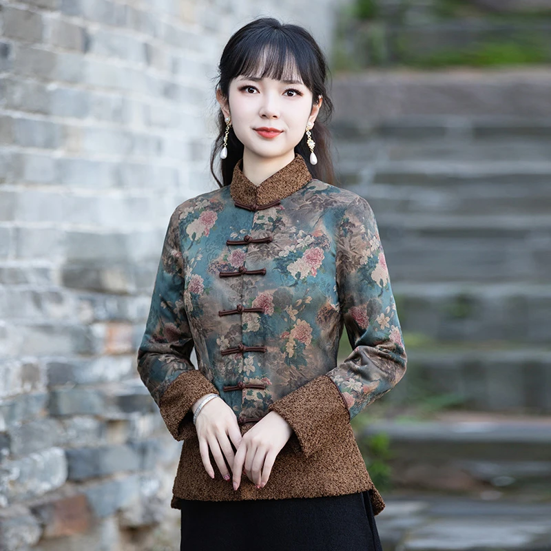 如意风改良唐装女中国风冬季棉袄旗袍上衣复古茶服外套新22R802