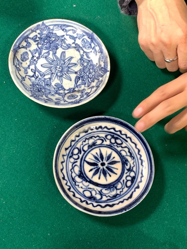 清青花小盘子一对