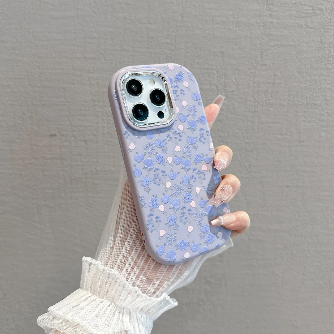 紫碎花适用苹果15手机壳iPhone14春天13pro华为nova少女心oppo