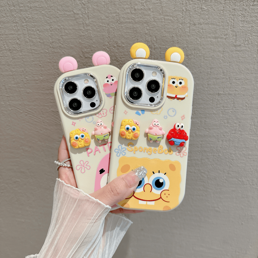 可爱海绵宝宝适用苹果15手机壳iPhone14趣味13pro华为创意oppo女