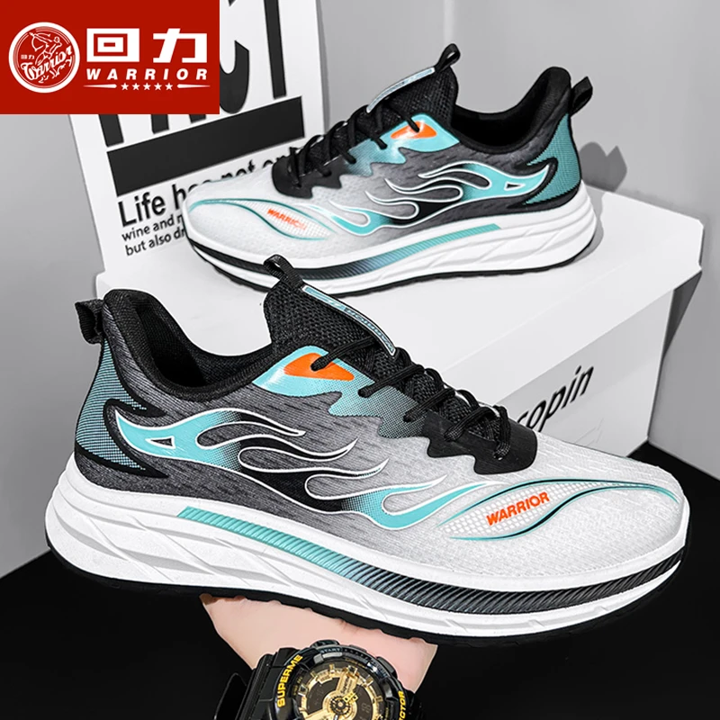 回力男鞋系带日常透气减震运动鞋春季素面学生夏季跑步休闲网面鞋