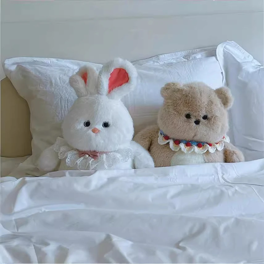 可爱软糯胖乎乎小熊兔子卡通毛绒治愈公仔背包n