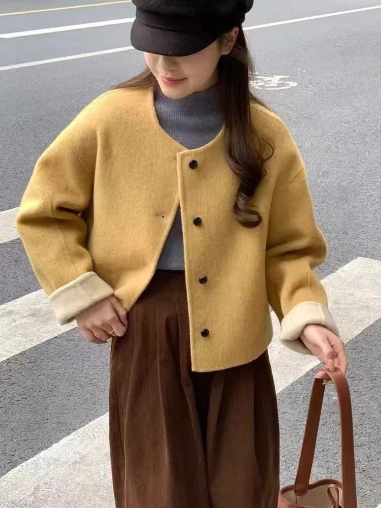 冬季小香风 澳洲超细羊毛双色双面羊绒 羊毛秋冬大衣外套气质