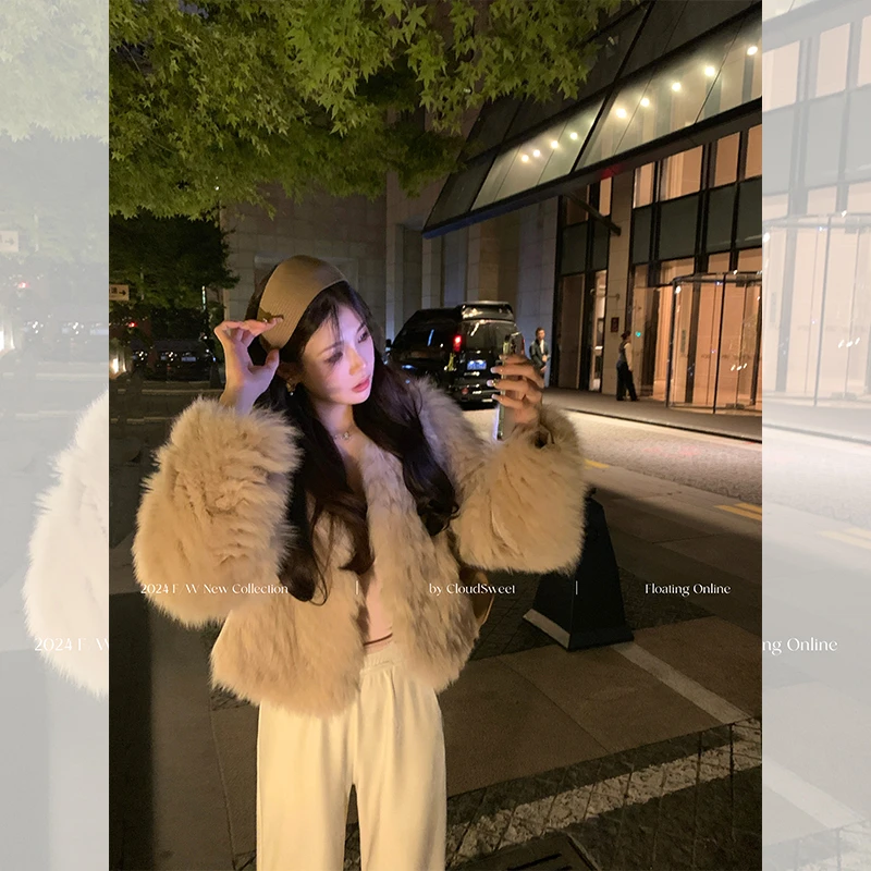 【CloudSweet10/24 10:00】雪逅芬兰/进口saga狐狸毛轻奢草草外套