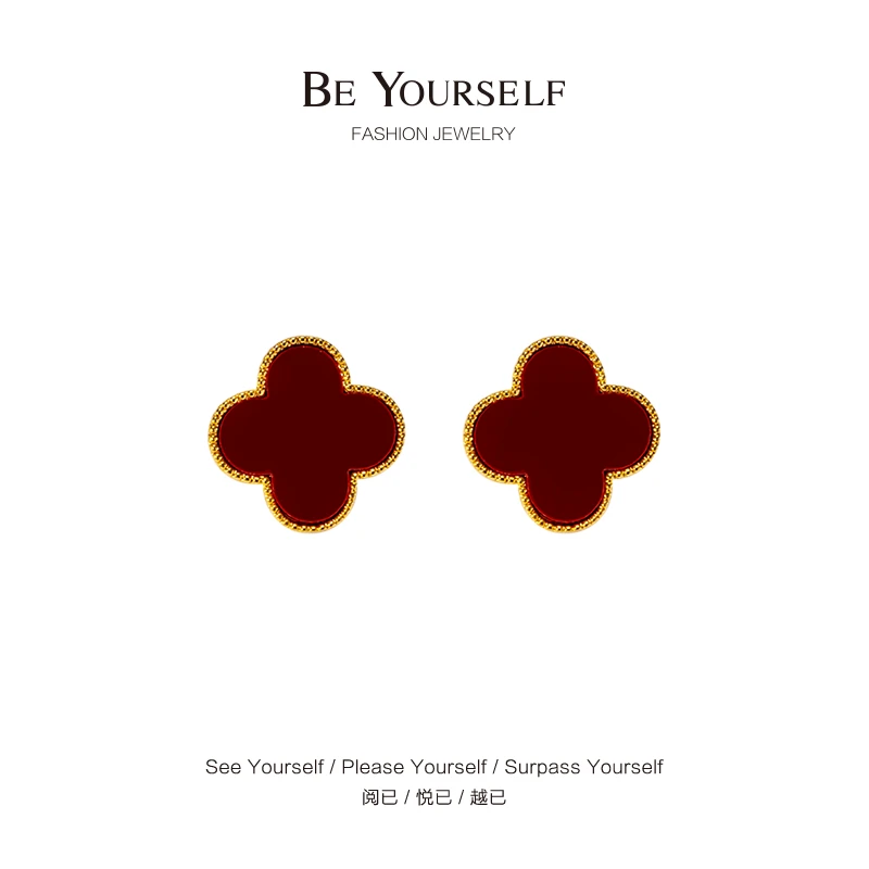 铜合金耳饰 合金耳饰 红五花耳环CPE000355-2