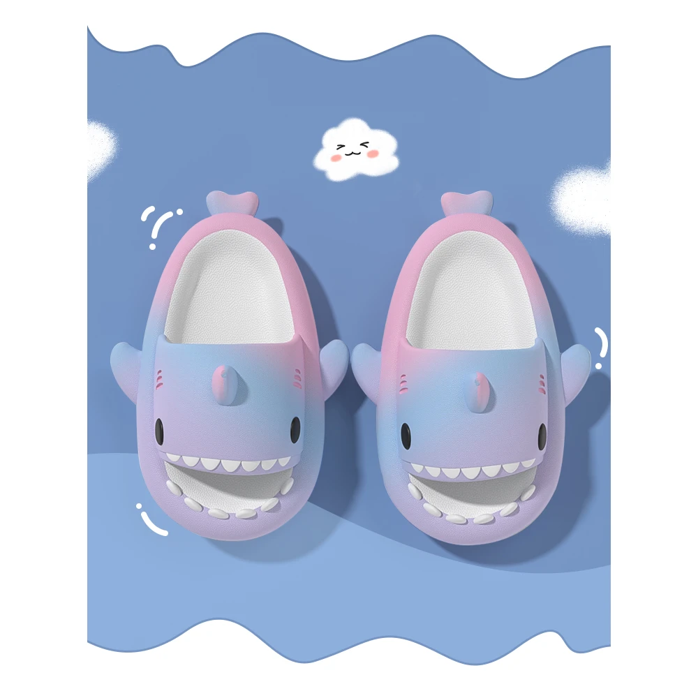 彩虹鲨鱼儿童拖鞋女童夏季宝宝拖鞋可爱室内居家用防滑亲子凉拖鞋