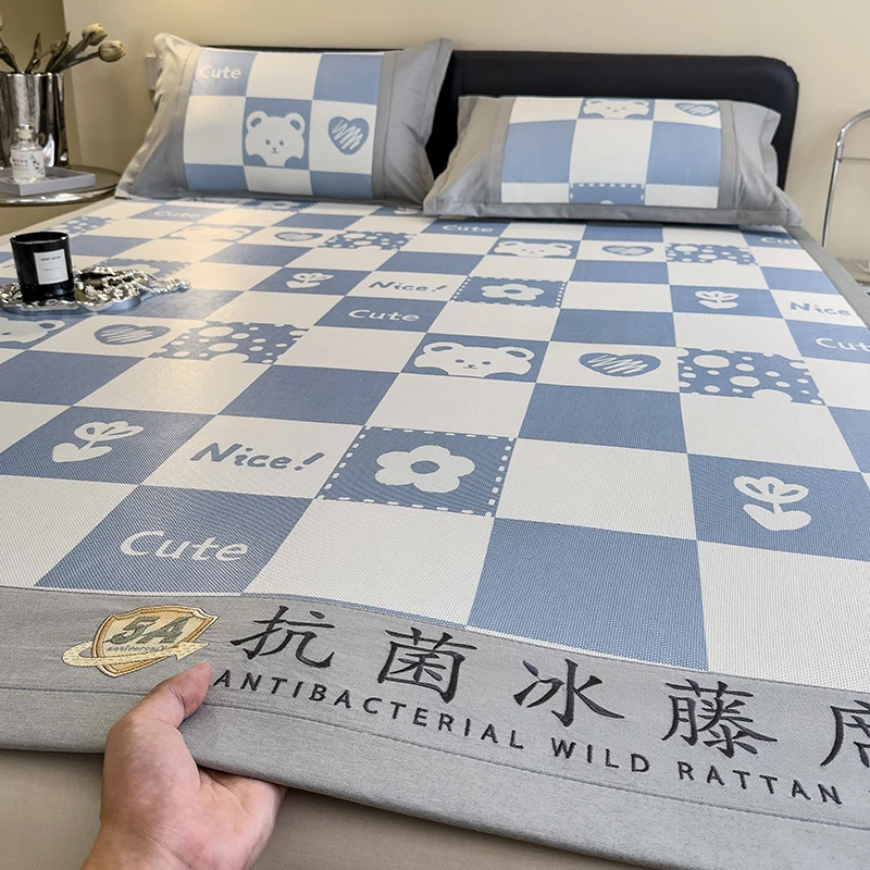 A类高档100%冰丝凉席藤席子软床单夏天夏季专用床上冰感丝可机洗