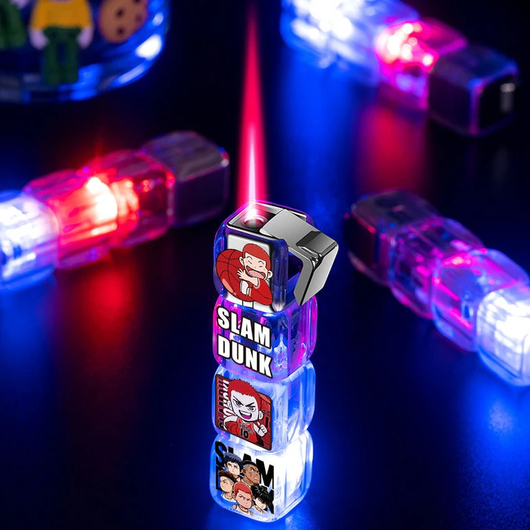 【七夕】灌篮高手闪灯创意炫酷防风粉色火焰打火机送男友老公礼物