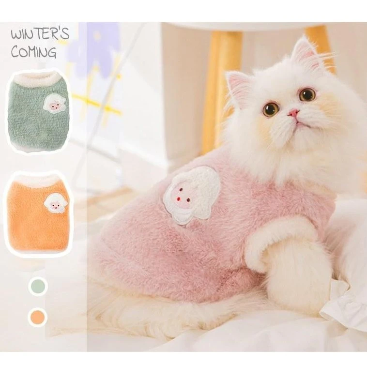 猫咪衣服狗狗冬可爱秋冬季偶宠物衣服保暖加厚背心防掉毛布小型犬