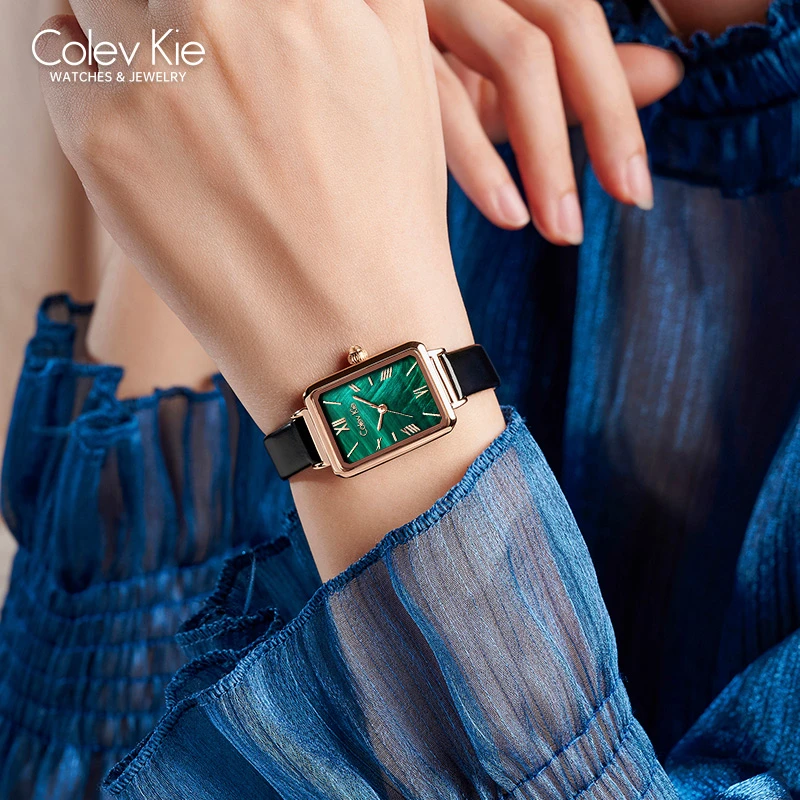ColevKie专柜正品手表女士2025新款经典绿表防水腕表