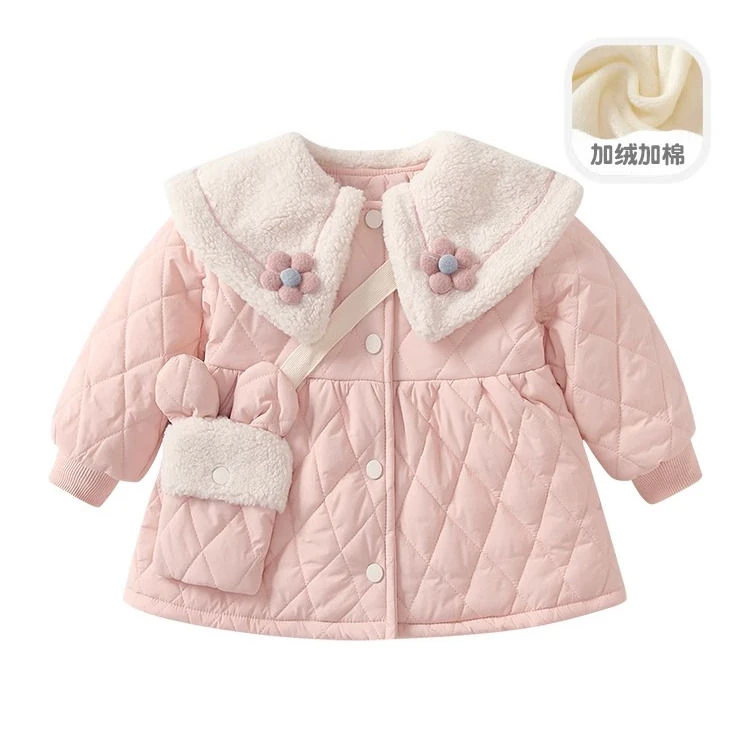 女童棉服冬装2024新款洋气儿童加绒棉衣宝宝夹棉外套小童冬季棉袄