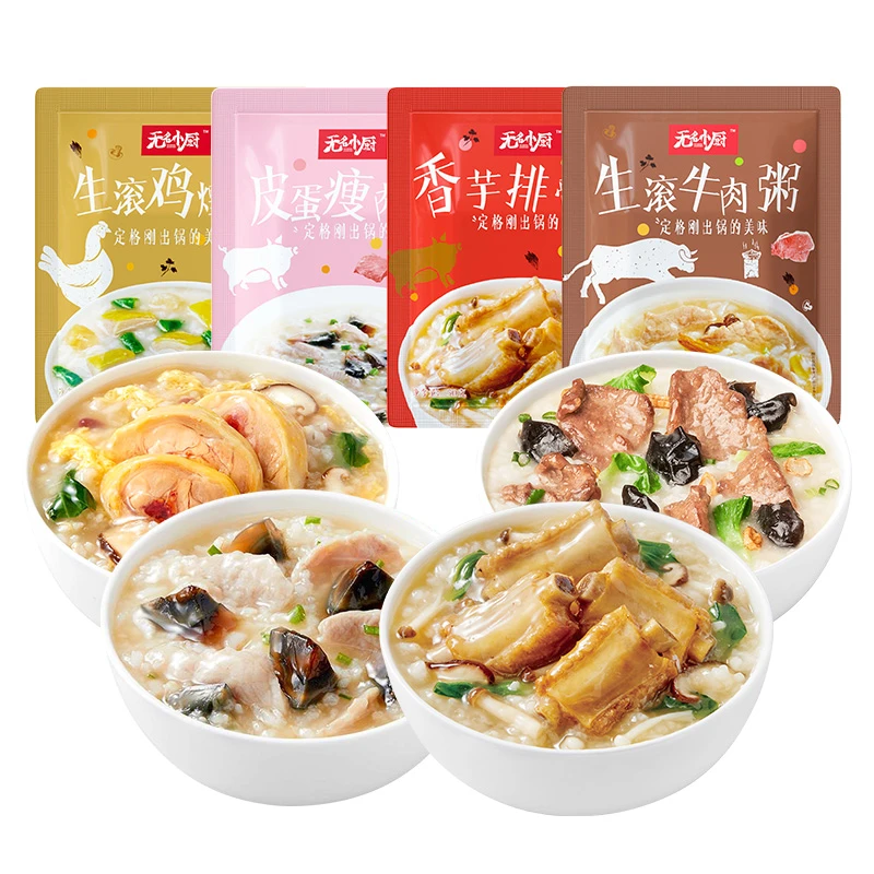 无名小厨冻干早餐家庭方便免煮排骨皮蛋瘦肉鸡煌粥营养速食粥袋装