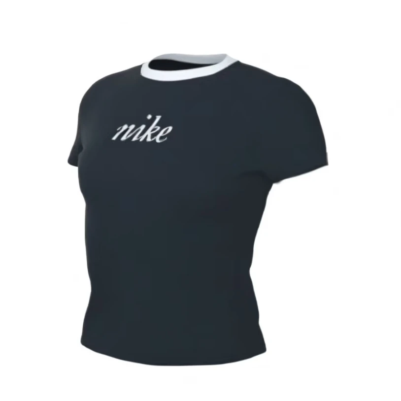 NIKE/耐克女子夏季海蓝色刺绣运动紧身休闲圆领透气短袖HF8820478