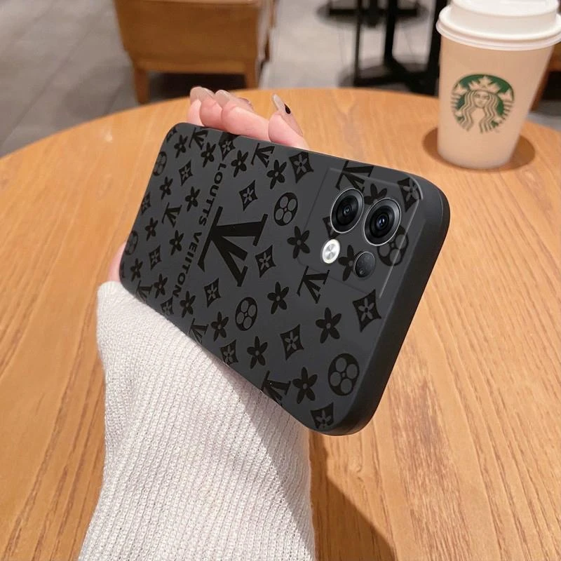 opporeno8手机壳网红潮牌酷黑满铺lv老花黑色个性情侣全包防摔磨