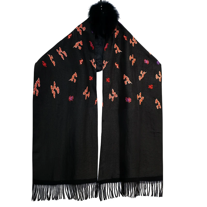 SUOER/娑尔娑尔桑蚕丝祥云红龙披肩SG3OB01740