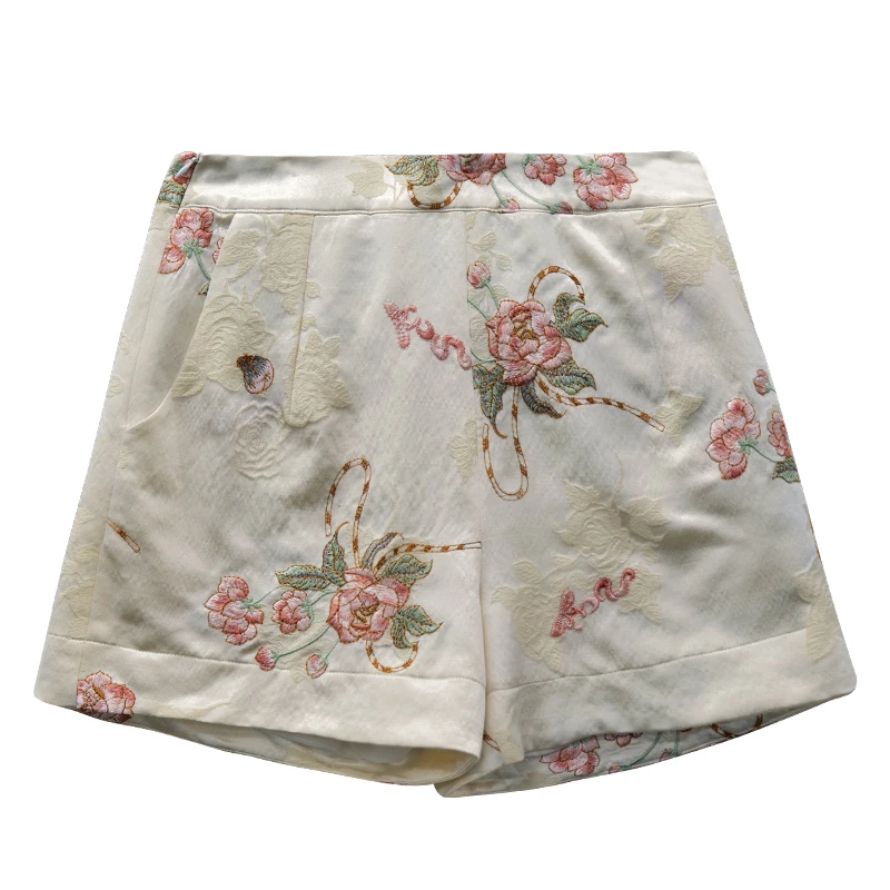 娑尔白色刺绣短裤SI2KW02859