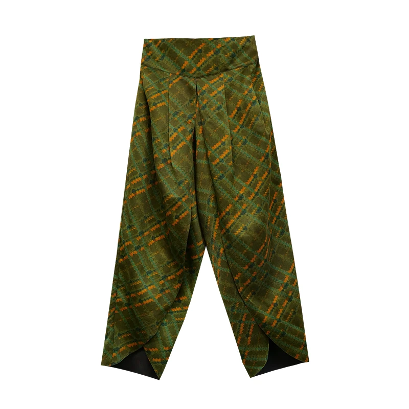 SUOER/娑尔绿色重缎桑蚕丝裤子SF4KG00750