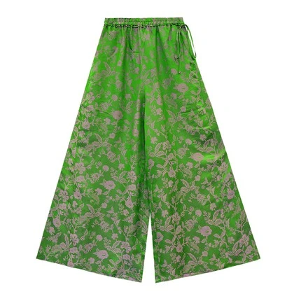 SUOER/娑尔绿色桑蚕丝提花松紧裤SG1KG00902