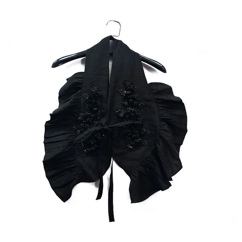 SUOER/娑尔娑尔绣花桑蚕丝黑色披肩SG2SB01199