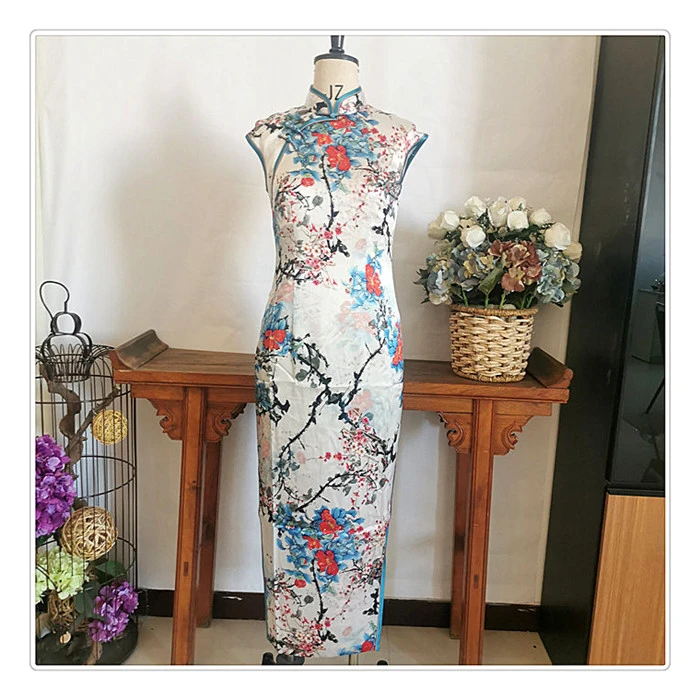 格格   夏季弹力蚕丝缎优雅长旗袍6220146195