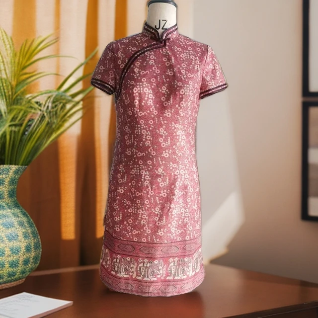 格格夏季日常碎花棉布A摆短旗袍修身短款中国风中式G22BG020077