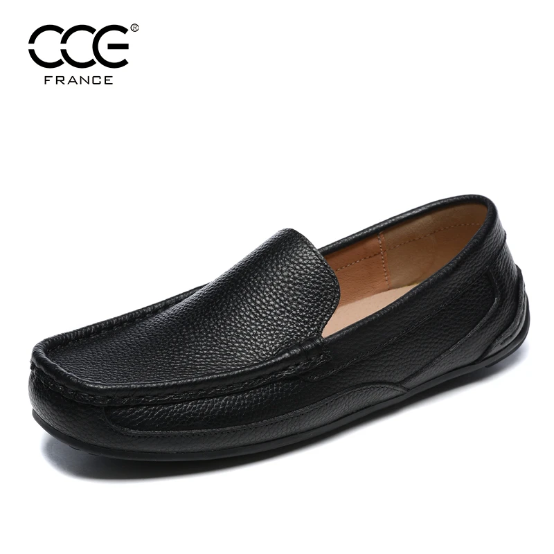 CCE男鞋头层牛皮荔枝纹豆豆鞋英伦时尚软底休闲懒人开车鞋男 1053