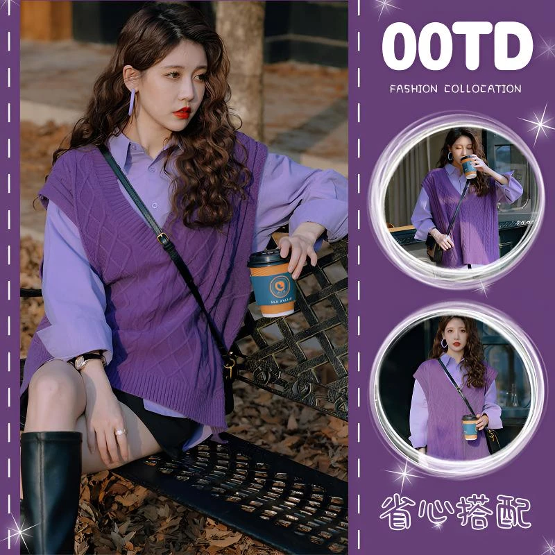 2024年新款女早秋穿搭一整套韩系御姐风高级感衬衫马甲短裤三件套