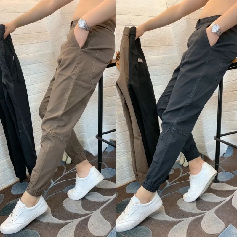 痞帅休闲裤男2024春季新款弹力百搭束脚裤网红潮牌修身小脚九分裤