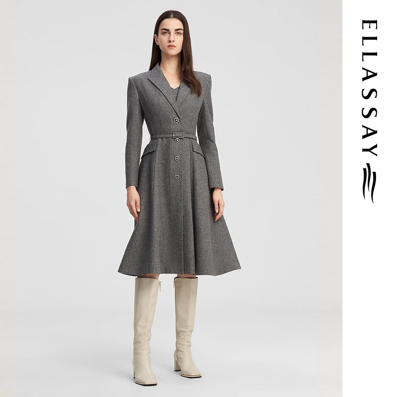 ELLASSAY歌力思秋冬新款通勤高级感西装式连衣裙女EWE344Y07300