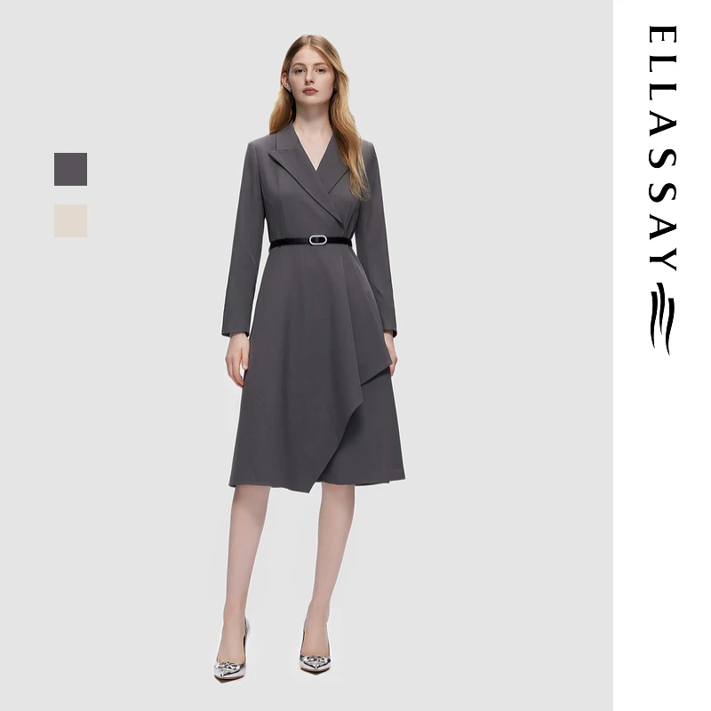 【雅丹风】歌力思2024秋冬职业通勤西装连衣裙女EWD356Y07000