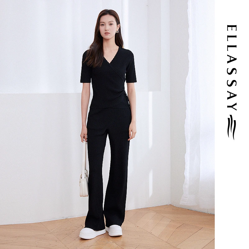 ELLASSAY歌力思春夏新款慵懒休闲舒适针织套装女EWV343M00100